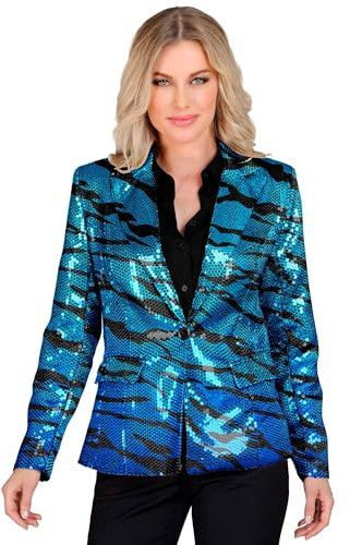 W WIDMANN MILANO Party Fashion - Party Fashion Blazer mit Pailletten für Damen, Schlagermove, Jackett, Animal Print, Festival, Faschingskostüme
