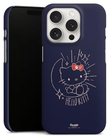 Premium Case kompatibel mit Apple iPhone 15 Pro Smartphone Handyhülle Schutzhülle matt Hello Kitty Mond Katze