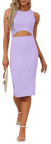 AUSELILY Vestito Estivo da Donna Aderente Viola XL