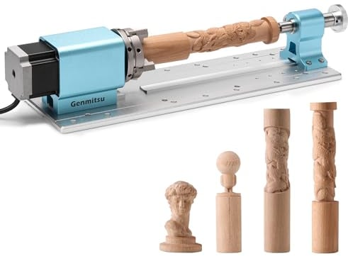 Genmitsu Rotationsmodul-Kit für PROVer XL 4030 V1/6050 Plus CNC-Fräsmaschine mit NEMA23 Planetengetriebe-Schrittmotor, 4-Backen-Futter, 10:1 Untersetzungsgetriebe, Länge 15-275mm, Durchmesser 2-67mm