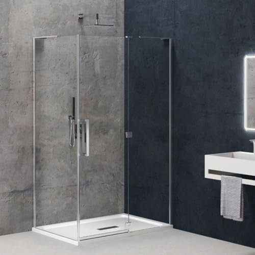 Cabina Angolare Box Doccia Anta Battente Destra Genziana Cristallo Trasparente 8 Millimetri (cm 68-69x98-99 x H200)