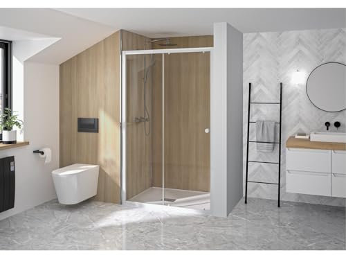 Paroi de douche 1 porte coulissante et 1 paroi fixe SUPRA largeur 1,00m hauteur 1,90m profilé blanc verre sécurit épaisseur 5mm transparent