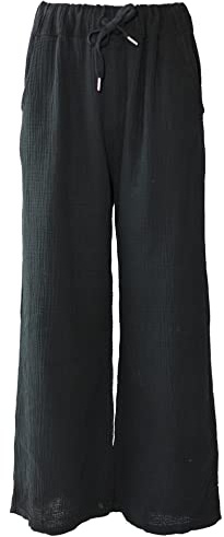 Zwillingsherz Musselin Hose aus 100% Baumwolle – Hochwertige Sommerhose für Damen Frauen Mädchen - Marlenehose Freizeithose Culottes - Strandhose locker luftig perfekt für Frühling Sommer
