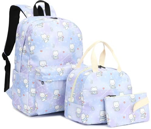 Mimfutu Schulrucksack Mädchen Rucksack Schule Kinder Schultasche Teenager Schulranzen mit Lunch Tasche Federmäppchen (Bär)