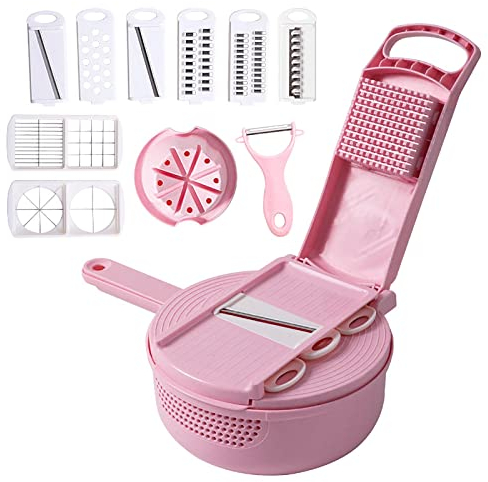 Tritatutto portatile per verdure a corda - Tritatutto per patate, cipolle, aglio con contenitore, grattugia per affettare verdure, tritatutto per verdure, tritatutto per formaggio, mini tritatutto