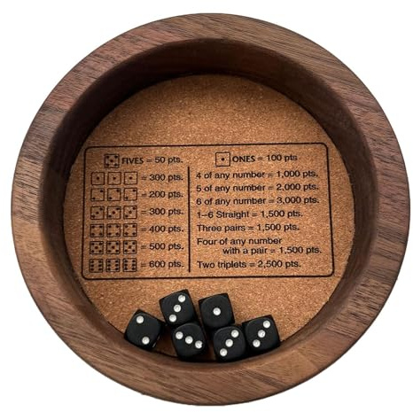 Farkle Classic Würfelspiel mit Tablett, Farkle Classic Dice Game Würfeltablett aus, Farkle Würfelspiel-Begleiter, klassisches Familienspiel inklusive sechs Würfeln, Würfeltablett-Partyspielspielz