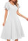 Women White Formal Wedding Guest Dresses Elegant Cocktail Evening Fit Flare Dress for Homecoming Casual Graduation Modest Church Party Vintage Midi Dress, White XL