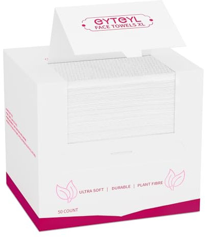 Disposable Face Towel XL 50 Count, 25x30cm Face Towelettes, Cloth Tissue, Facial Towel Compatible with Clean Skin, Makeup Remover Cloth and Facial Wash Dry Wipes (EF Pattern)