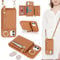 ELTEKER Coque pour iPhone 11 Etui avec Cordon Collier Sangle réglable,Housse en Cuir avec Anneau Étui iPhone 11 Portefeuille avec Porte Carte Pochette - Marron Clair