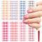 JSRQT 8Pcs Solid Color Gradient Full Wraps Nail Polish Stickers, Self-Adhesive Art Decal Strips for Finger Manicure Tips With File, DIY Decor for Women Girls