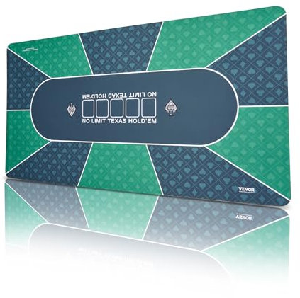 VEVOR Pokermatte Pokertischplatte, 180 x 90 cm Pokertischauflage, 6–8 Spieler, Faltbare Pokertischplatte mit Tragetasche, wasserdichter Pokerteppich für Pokerspiele, Pokerraum, rechteckig, grün