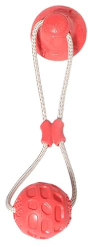 Genérico Pelota De Juguete para Perros con Ventosa, Dispensador De Golosinas, Pelota De Juguete para Perros, Pelota De Cuerda De Tira Y Afloja para Perros, Juguetes De Entrenamiento para Masticar