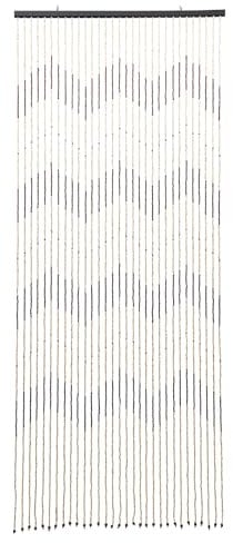 Alnemy Hanging Wooden Beaded Door, Zig Zag Curtain Screen, Beads Door Living Room Partition Retro, Partitions Closets Curtain Handmade, 31 Strands, 0.9 * 2.2 m