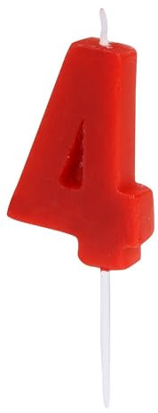 ALGON Geburtstagskerze, 4 Jahre, Rot, Geburtstagskerze, buntes und festliches Design, perfekt für Feiern