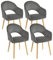 Goeurvant Lot de 4 chaises de Salle à Manger avec accoudoirs, rembourrées, en Velours, Pieds en Bois, Gris foncé