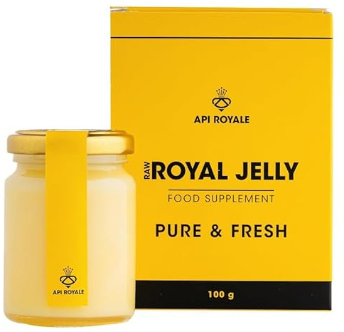 Royal Jelly Pure & Fresh 100g – Premium Royal Jelly Nutritional Supplements 100% Natural with Natural and Non-Gluten Formula – Compact Isothermal Box with Dosing Spoon
