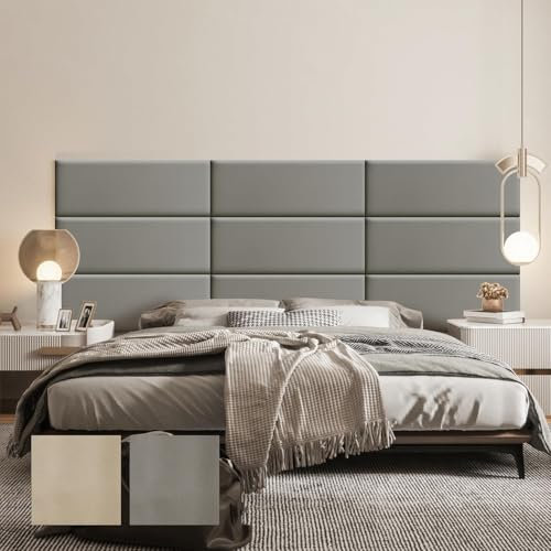 Strusery Tête de Lit Autocollant en Similicuir – Panneau Mural 3D Imperméable à Coller, 1 Pièce (90x30cm, Gris Foncé), pour Grand Lit, Design Moderne et Facile à Installer