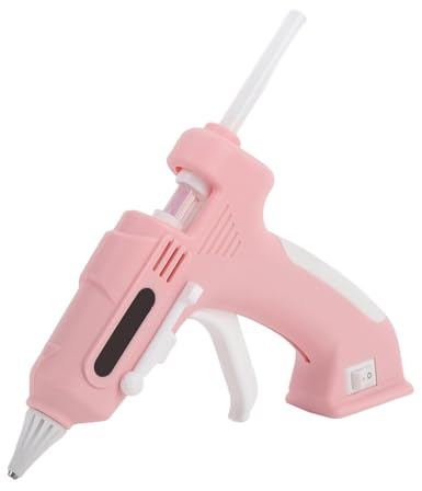 Elektrische Heißklebepistole mit 10 Stück 7-mm-HeißKlebestiften, Heißklebepistole und Klebestiften, Design Zur Rückflussverhinderung, Kabellose Heißklebepistole Zum Basteln, (Rosa)