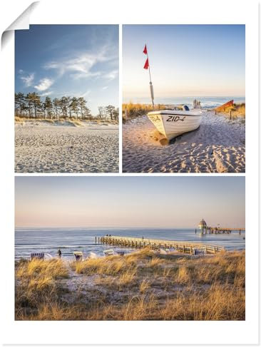 ARTLAND Poster Kunstdruck Wandposter Bild ohne Rahmen Maritime Deko Ostsee Reise Strand Sonnenuntergang Träume vom Meer U5JD