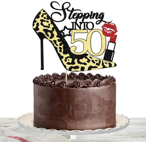 Stepping Into 39 Kuchendekoration, lustige Party-Dekoration zum 39. Geburtstag, Highheel Lippenstift, Schild, Cheers to 39 Years Kuchendekorationen, 50 Stück