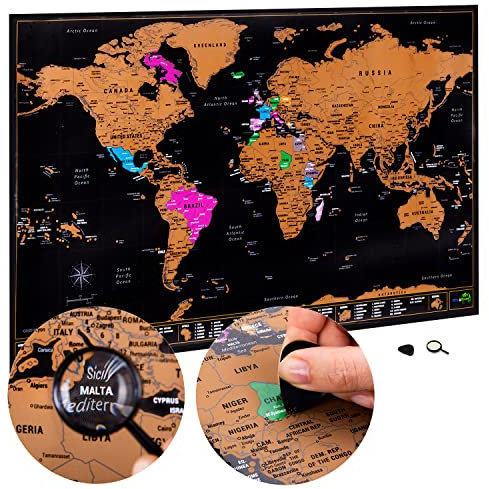 Atlas & Green Scratch Off World Map, All US States, Large A2 60cm x 42cm Travel Map. Places I've been World Poster Scratch Off World Map. Accessories & Gift Tube