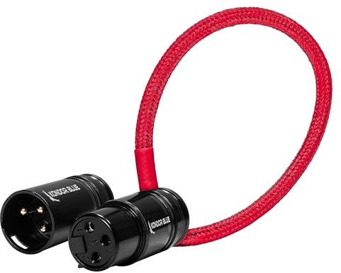 KONDOR BLUE | 8” Straight Low Profile Right Angle XLR Cable | for Cameras, Microphones, Studio Audio,Low Profile, & Adjustable Angle | Red