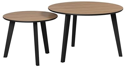 Couchtisch Ronin Eiche ,Tischplatte T112+160+16 · B 50 x H 39 cm | 2er Couchtisch-Set · Massivholzfüße · B 50-70 cm