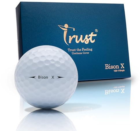 Trust Golfbälle Bison Serie – 3-teilig mit Urethan-Schale & reaktivem Kern, für Weite und gerade Schläge mit präzisem Stopp, kombiniert Länge & Kontrolle, Packung mit 12 oder 48 Bällen