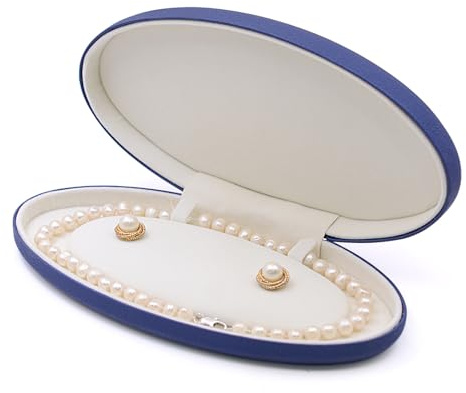 QINGZY Samt Halskette Box für Damen Schmuck, Perlenkette Aufbewahrungsbox aus PU-Leder, Display Etui für Schmuck Perlenkette Ohrring für Hochzeit Geburtstag Valentinstag