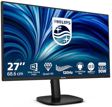 Philips 27B2U3601 27 Zoll QHD Monitor, 120Hz, IPS, 1ms MPRT Adaptive Sync Höhenverstellung (2560x1440,HDMI 1x 2.0,DP 1x 1.4, USB HUB) Schwarz/Rot