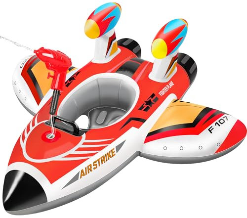 Schwimmring Baby mit Wasserpistole Schwimmring Kinder 3-6 Jahre Aufblasbarer Pool Schwimmsitz Baby Schwimmhilfe mit Griff Pool Spielzeug für Kleinkind Sommer Wasser Spiele (Rot)