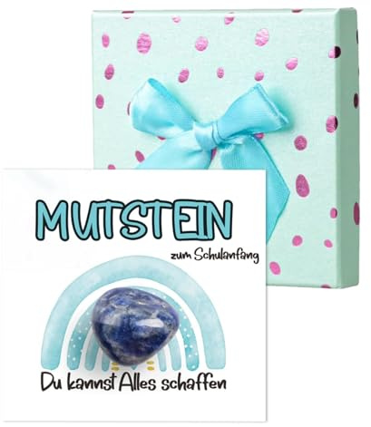 Vxcbad Einschulung Geschenk 2026, Glücksstein mit Karte, Mutstein Blau | Glücksstein mit Karte zur Einschulung 2026, Mutstein Rosa Geschenk