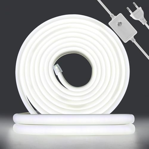 XUNATA Dimmable 220V Ruban LED COB, 288 LEDs/m Flexible Led Bande Neon Bandeau,Étanche IP65 LED Bande Lumineuse pour DIY Projets D'éclairage Intérieur et Extérieur (Blanc, 50M)