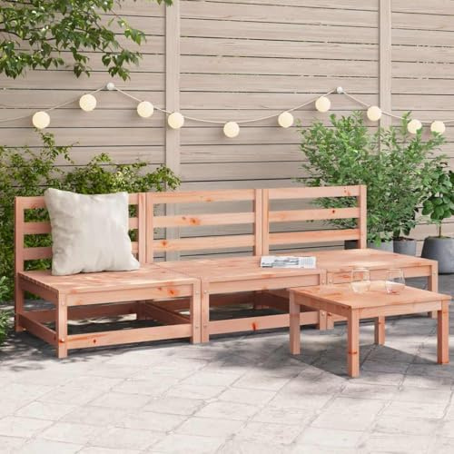 mzdioop Gartensofas ohne Armlehnen, 3er-Set aus massivem Douglasienholz, 70x70x67 cm, Robustes Outdoor-Möbel für Terrasse, Balkon, Garten und Veranda