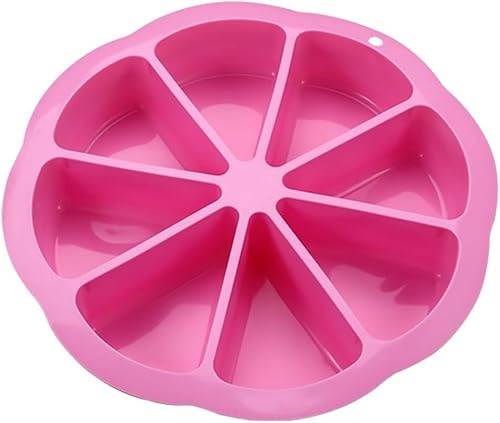 yeeplo Silikon Kuchenform Rund, Silikon Backform mit 8 Dreieckigen, Antihaft Silikon Tortenform Wiederverwendbare Backform für Kuchen, Brot, Muffinssilikonform Kuchennhundekamm (Rosa)