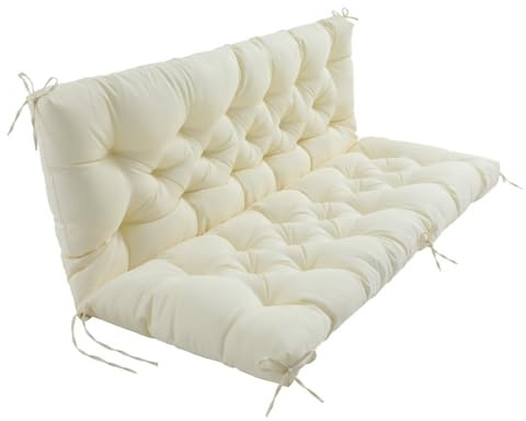 EBETA Gartenbankauflage, Outdoor Bankauflagen Sitzkissen und Rückenkissen für Bank Gartensofakissen Sitzkissen für Gartenschaukel Polsterauflage für Hollywoodschaukel (Creme, 150 * 50 * 50 cm)