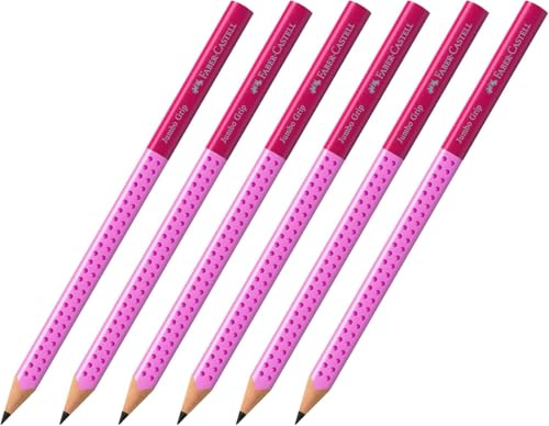 Faber-Castell 111900 - Bleistift Jumbo Grip, Härtegrad 2=B (6 Stück) (Beere)