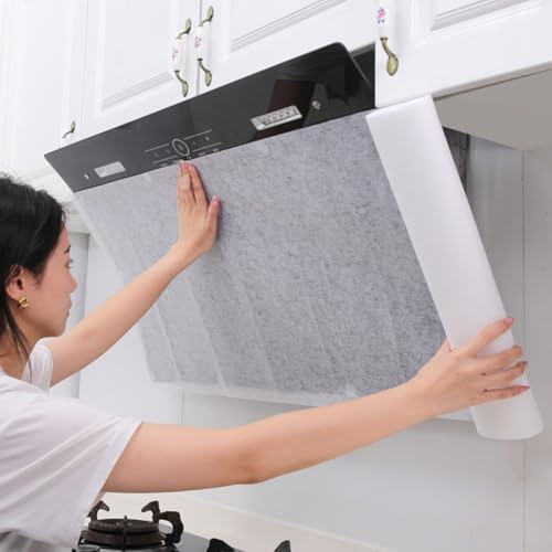 Rollo de papel de filtro de grasa para campana extractora, material no tejido que permite un corte personalizado para que coincida con las dimensiones específicas de la ranura del filtro de la campana