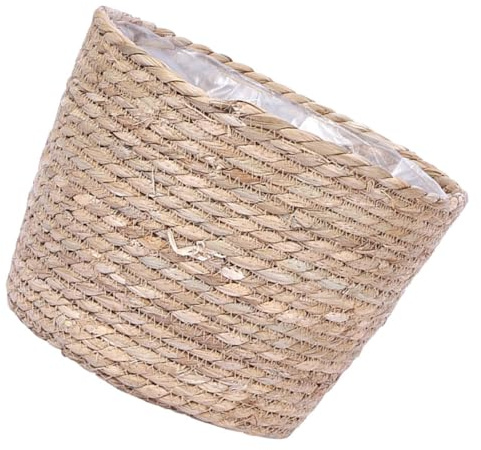 Generico Vaso Intrecciato in Alga Marina Color Kaki, Cesto Porta Pianta Fatto a Mano Tessitura Stretta, Design Creativo e Raffinato per Interno ed Esterno