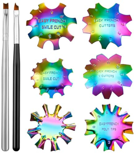 Kichvoe Gabarits à Ongles en Acier Inoxydable Antirouille pour Manucure Française Diy, Modèles Professionnels pour Créer Nail Art, pour Soirées et Débutants