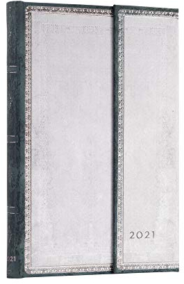 Paperblanks DI7091-7 Kalender 12 Monate 2021 | Weißes Silikon | Querformat | Midi (130 × 180 mm)
