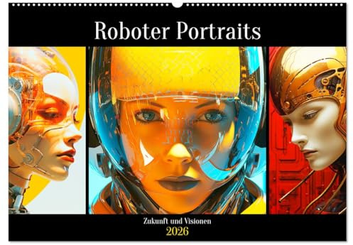 Roboter Portraits. Zukunft und Visionen (Wandkalender 2026 DIN A2 quer), CALVENDO Monatskalender: Die Zukunft im Blick! Roboter Portraits enthüllen ... Intelligenz. (CALVENDO Technologie)