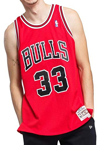 Mitchell & Ness Herren Chicago Bulls Bluse, Scarlet, XL EU