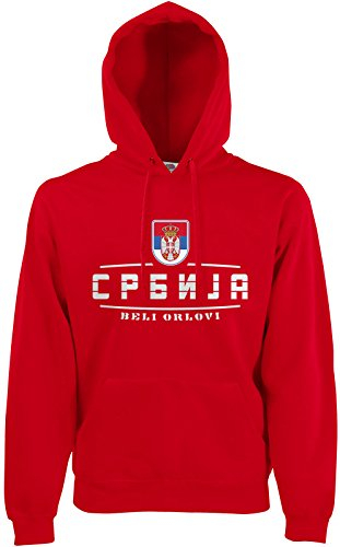 AkyTEX Serbien Srbija Fan-Hoodie EM-2021 Kapuzenpullover Rot L
