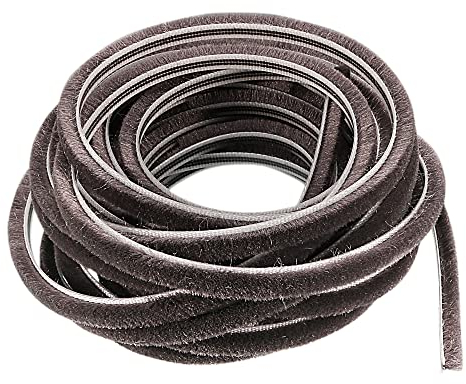 sourcing map Ventana Puerta Burlete Cepillo Sello PVC Tira 5mm x 6mm x 18 Pies Gris