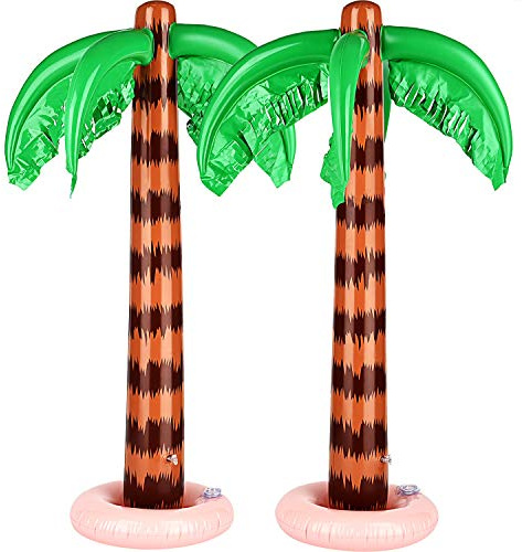2 Pièces Palmiers Gonflables Noix de Coco Arbres Géant Faveur de Toile de Fond de Plage pour Décoration Hawaïenne de Luau