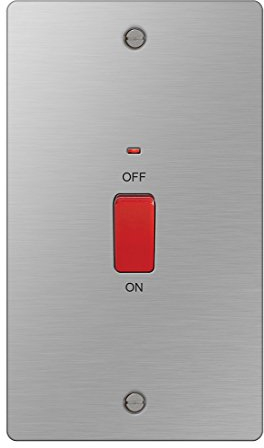 BG Electrical SBS72 45 A Metal Brushed Steel Double Pole/Plate Switch with Neon