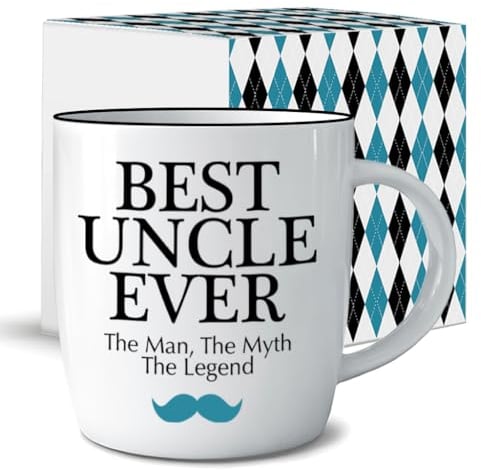 Triple Gifffted Best Uncle Ever Coffee Mug and Socks Gift Set – Funny Gifts for Christmas, Father’s Day, Valentine’s, Birthday from Niece or Nephew – 380ml Ceramic Cup with Cozy Socks