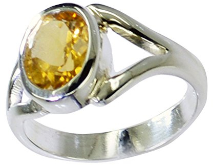 Jewelryonclick echte Citrin Sterling Silber hübsche Ring für Frauen ovale Form Lünette Stil Größe 60 (19.1)