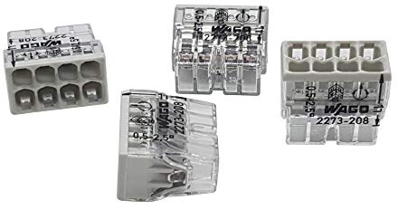10 Stück Wago 2273-208 COMPACT-Verbindungsdosenklemme Ø 0,5-2,5 mm², 8-polig, transparent/lichtgrau